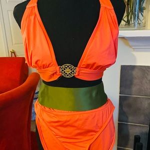 2 piece tangerine bathing suit